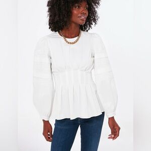 Hunter Bell White Pleated Blouse
